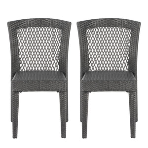 Farley Stacking Sidechair (Set of 2) With Open Backrests - Gray