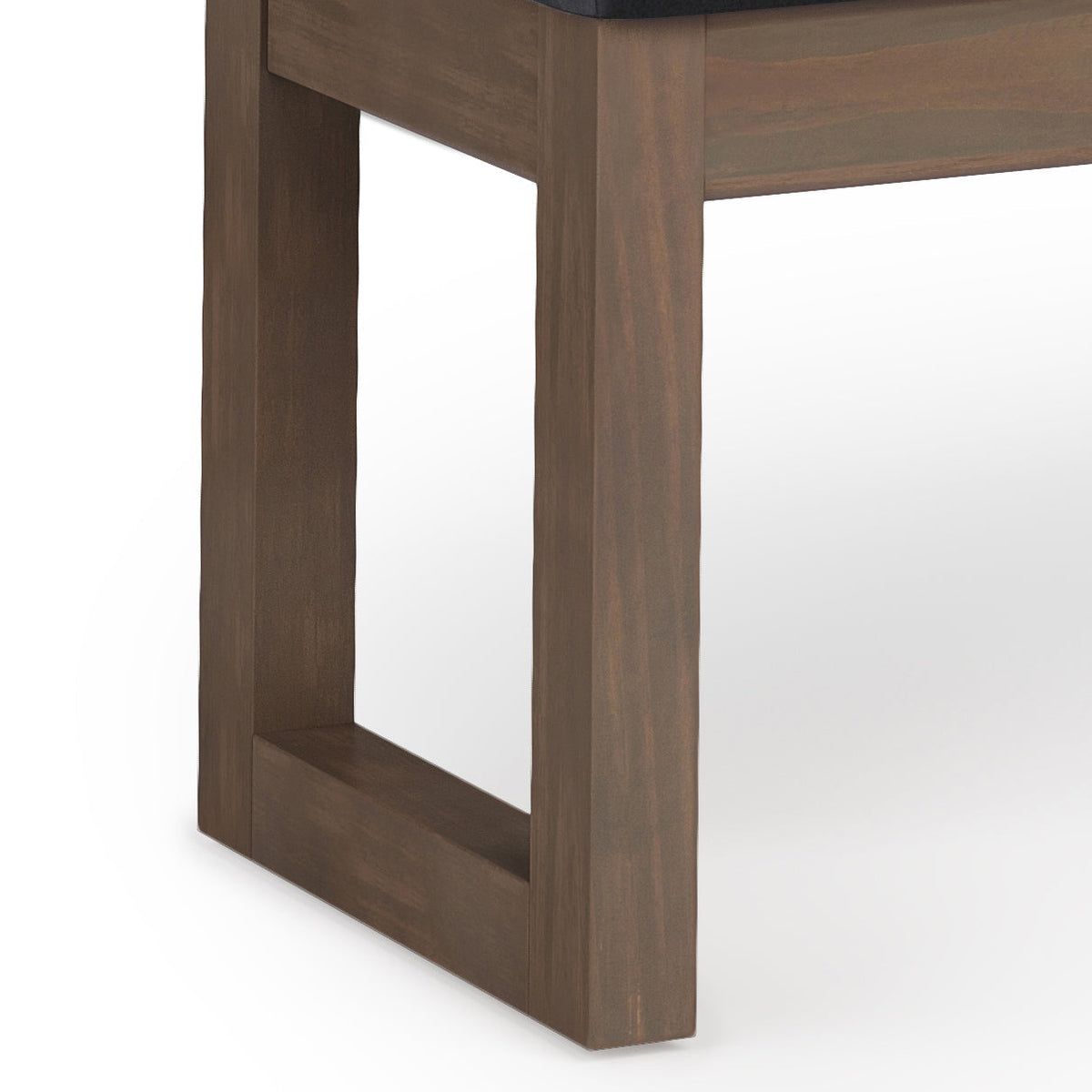 Milltown Large Ottoman Bench with Solid Wood Frame - Midnight Black
