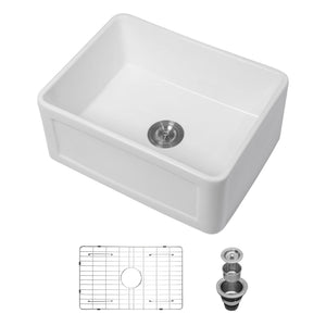 Apron Front Reversible Single Bowl Kitchen Sink & Grid And Strainer