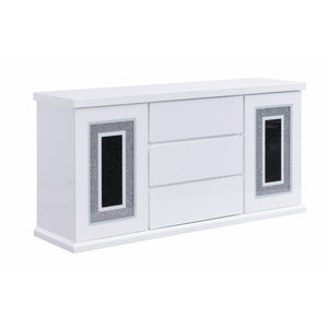 Buffet with Clear Glass Inlay - 61.8" Wide, High Gloss Finish