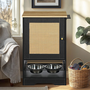 Feeding Station with 1 Storage Cabinet Black