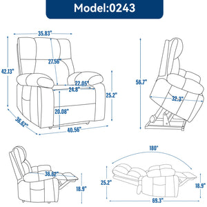 Blue Heat Massage Dual Motor Lift Recliner Chair