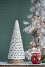 6.7x18'-Glass-Christmas-Cone-Tree-Decoration,-Cream-Christmas-Decor
