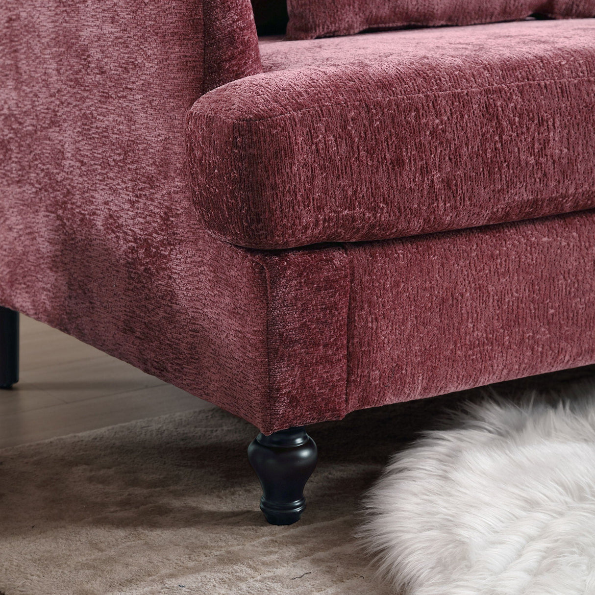 Modern Mid Century Wood Frame Armchair With Tufted Design