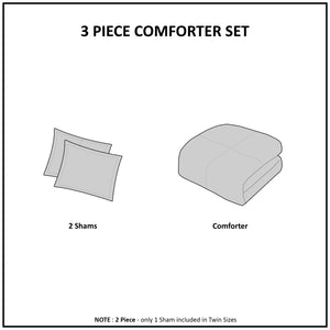 3 Piece Tufted Cotton Chenille Palm Comforter Set Off-White King/Cal King