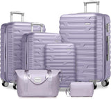 Lavender 6-Piece Expandable Hardshell Luggage Set – 18”/20” Carry-On, 24” & 28”