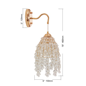 Set of 2 Gold Frame Crystal Grape-Shaped Bead Wall Sconces