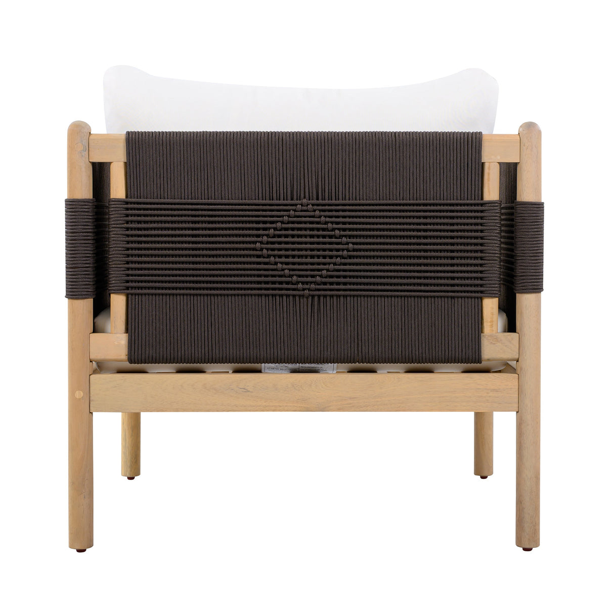 Outdoor Acacia Club Chairs (Set of 2) with Diamond-Pattern Black Rope, Light Teak Finish