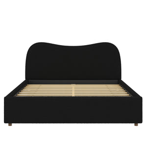 Queen Size Upholstered Platform Bed with Wooden Slats
