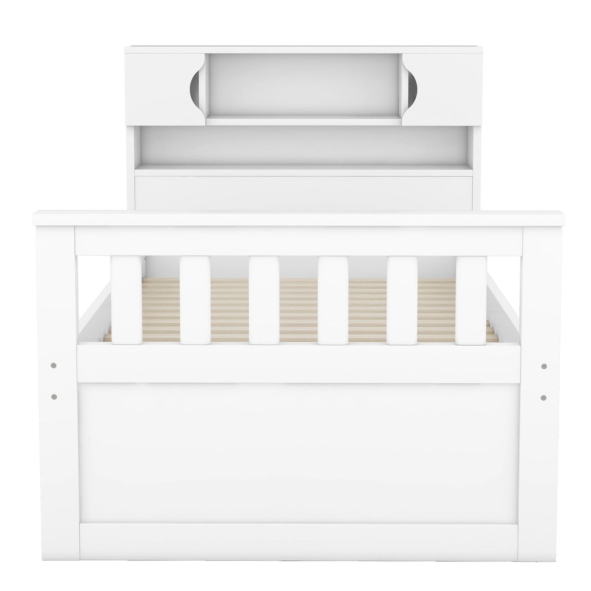 Captain Platform Bed Frame With Storage Bookcases, Shelves, And 4 Drawers
