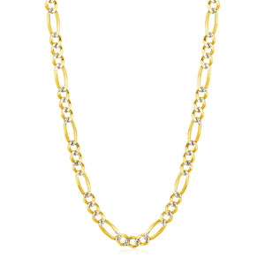 6.0mm 14K Yellow Gold Solid Pave Figaro Chain