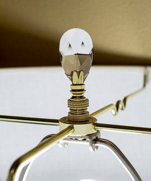 Stephanov Crystal Small Tear Drop Lamp Finial Polished Brass 2.5"h