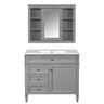 Bathroom Vanity with Mirror Cabinet, Single Sink with 2 Soft Closing Doors and 4 Drawers