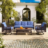 GO 4 Pieces Patio Furniture Set with Swivel Chairs and Outdoor Wicker Sofas