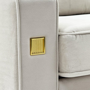 Ivory White 2-Piece Velvet Sofa Set
