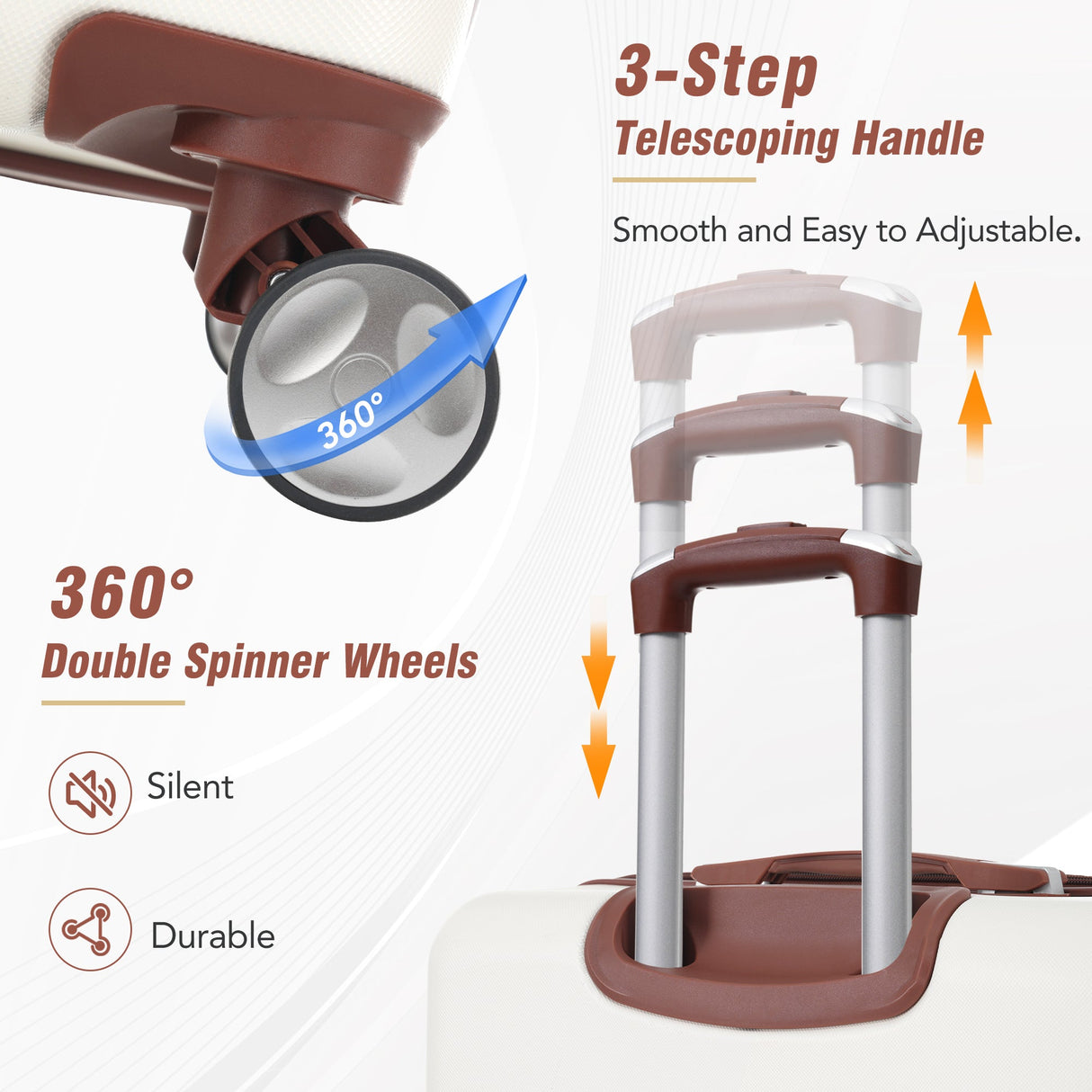 20 in hard side 2 piece lightweight suitcase set with spinner wheels