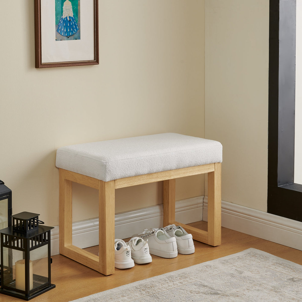 Shoe-Changing Bench with Cushioned Seat