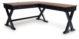 Wildenauer - 4 Pc. - Home Office Desk And Return, Swivel Desk Chair, Bookcase - Brown / Black