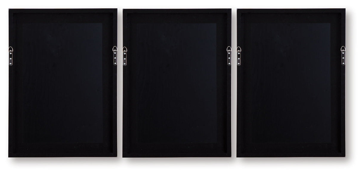 Jossletts - Wall Art Set (Set of 3) - Orange / Black / Ivory