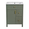 Elegant Bathroom Vanity With Ceramic Sink, Soft Close Doors And Drawers, Double Storage Racks