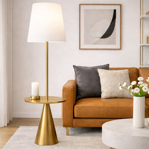 Celestial Modern Floor Lamp with Brass Accent Table