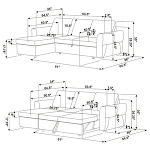 Kenna- Sleeper Sectional Sofa With Storage Ottoman