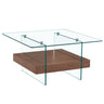 Modern 2 Tier Square Coffee Table, Elegant Marble Pattern