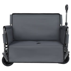 3-in-1 Convertible Folding Wagon Cart with Bench Seat & Storage - Gray