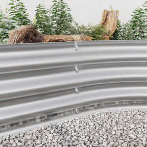 Raised Garden Bed Outdoor Oval Large Metal Planter Bed - Silver