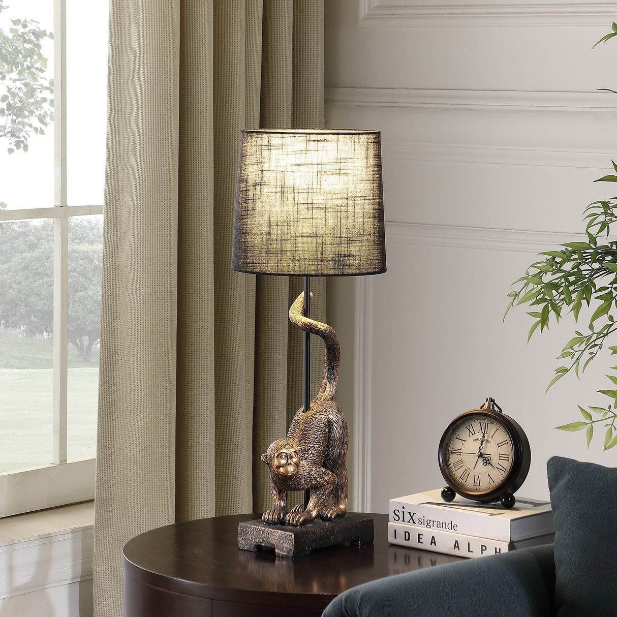 24" Wildlife Old World Antique Bronze Capuchin Monkey Table Lamp