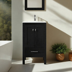 Goodyo Bathroom Vanity Sink Combo with Water-Grain Top - Black