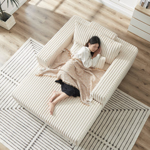 75-Inch Corduroy Sofa Lounge Chair with Removable Footrest