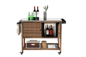 Outdoor Wicker Bar Cart