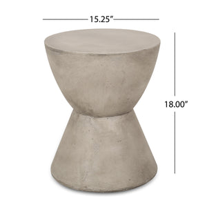 Outdoor Lightweight Concrete Side Table, Light Gray