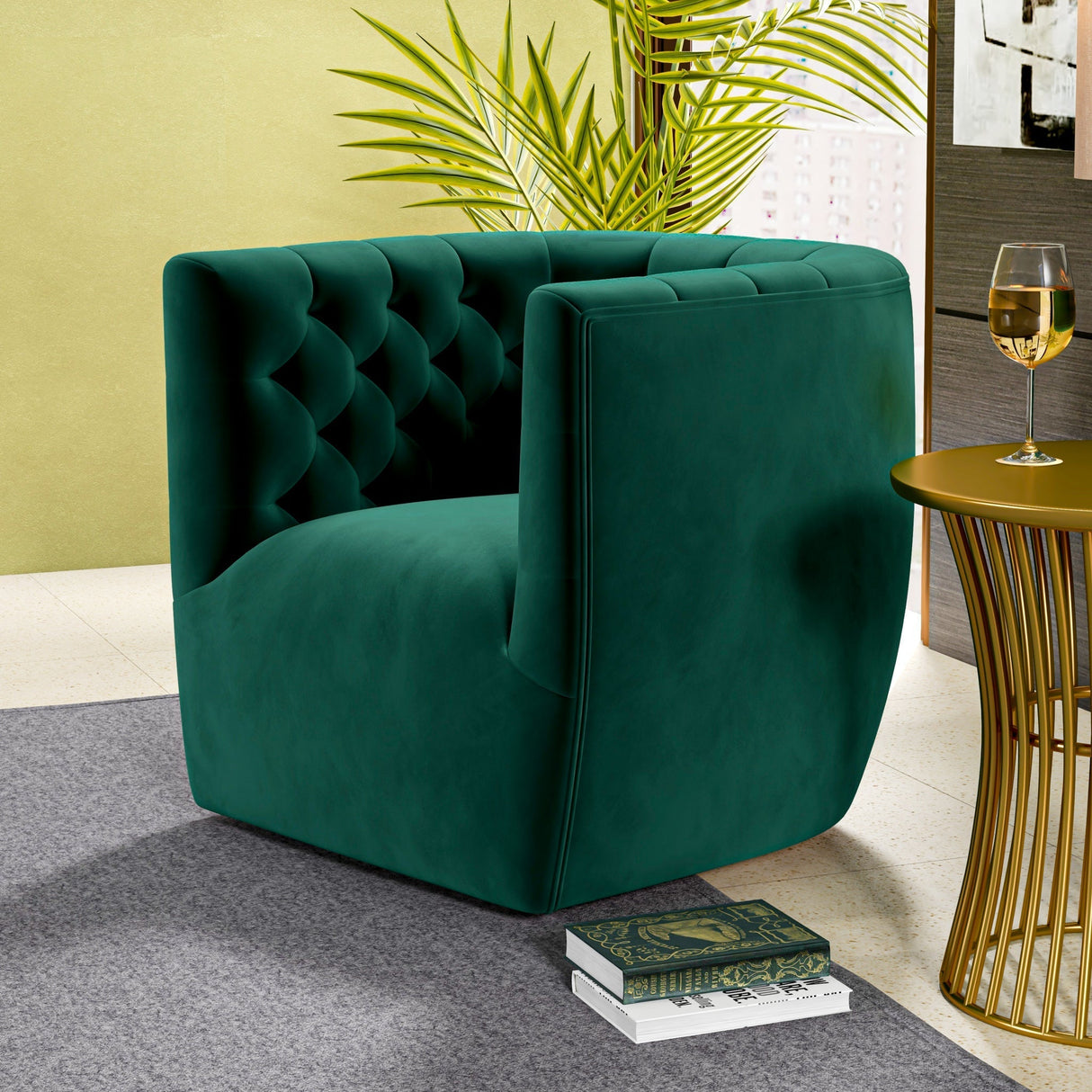 Delaney Velvet Swivel Club Chair