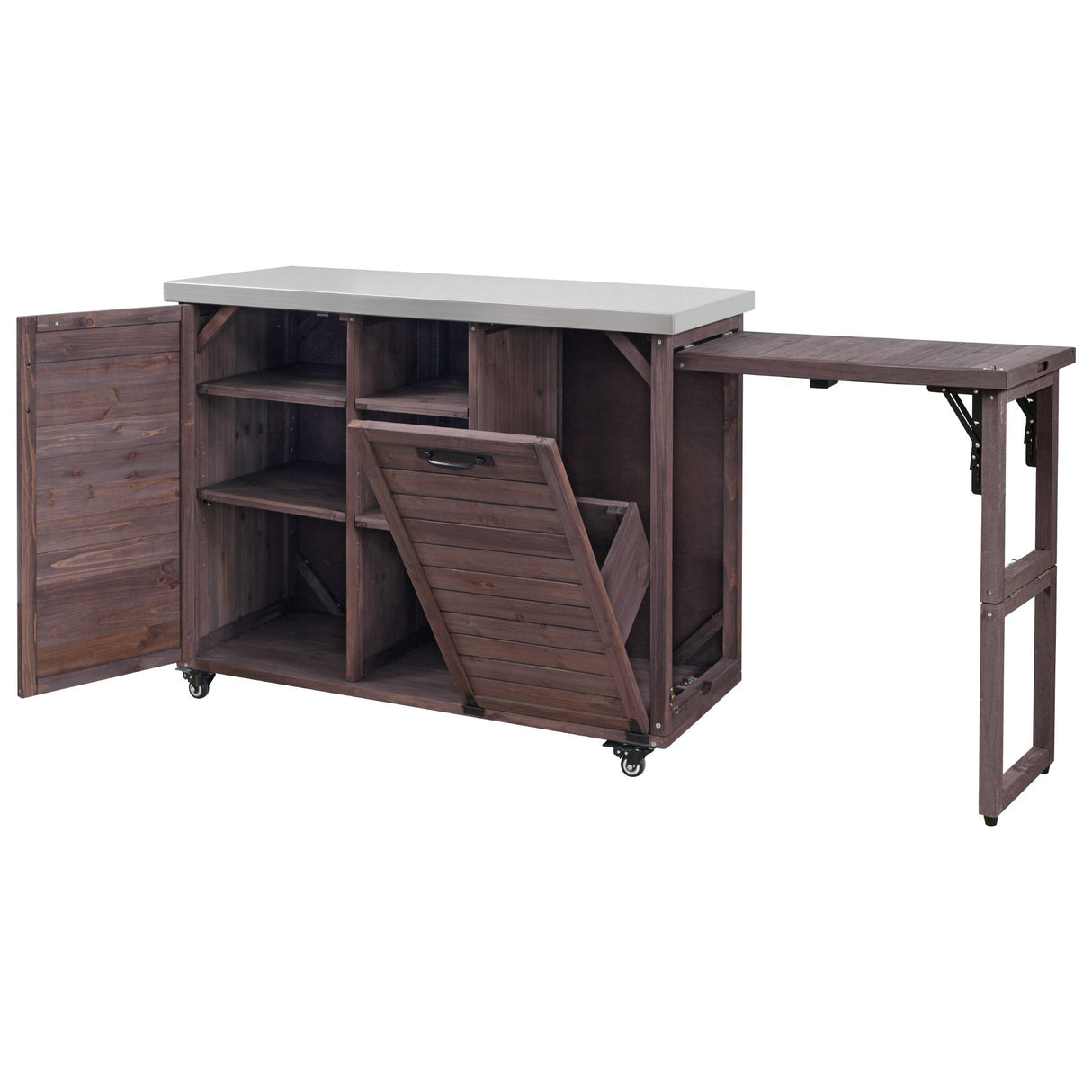 K&K 78.3' Outdoor Kitchen Island with Foldable Grill Table