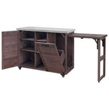 K&K 78.3' Outdoor Kitchen Island with Foldable Grill Table