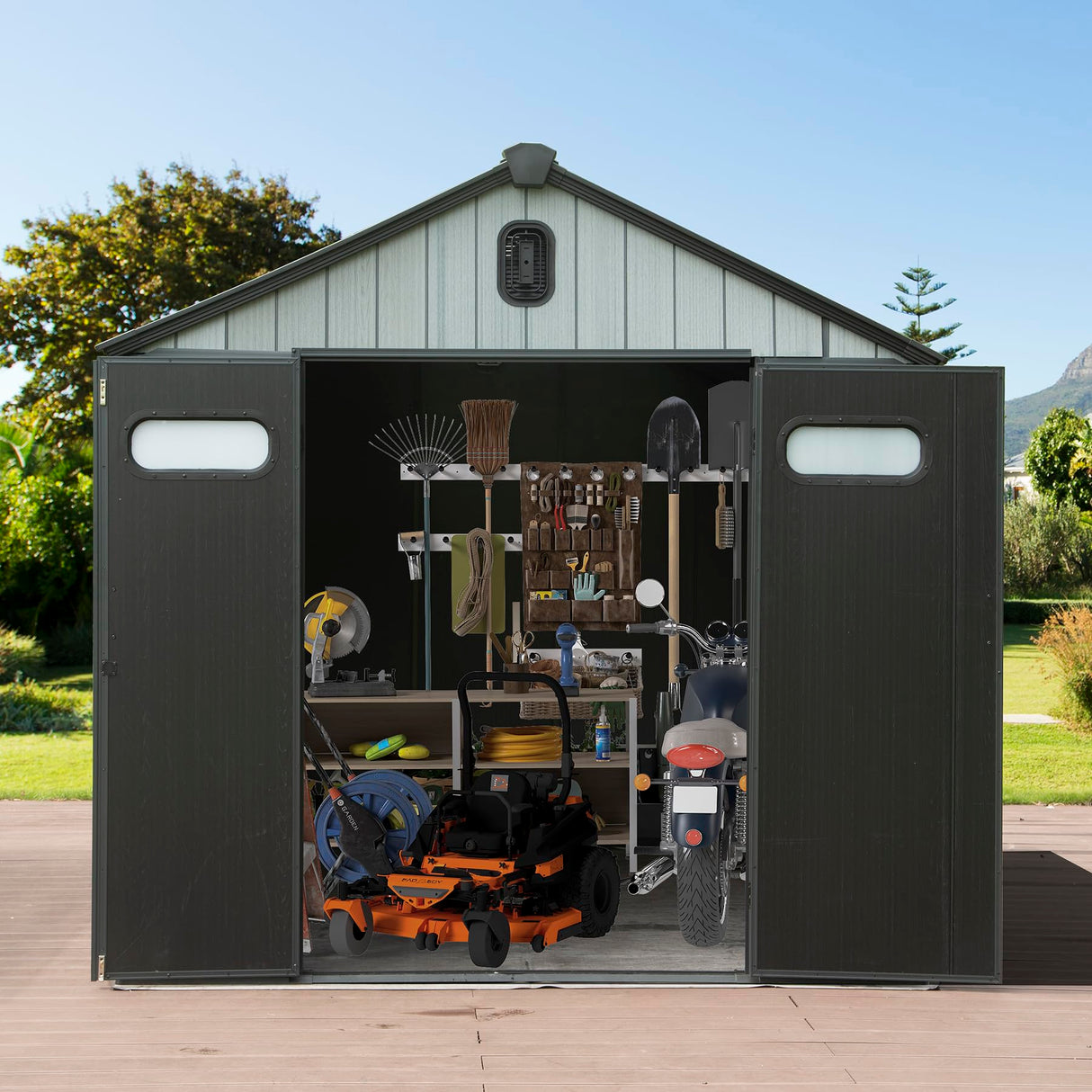 8x6FT Resin Outdoor Storage Shed with Lockable Door
