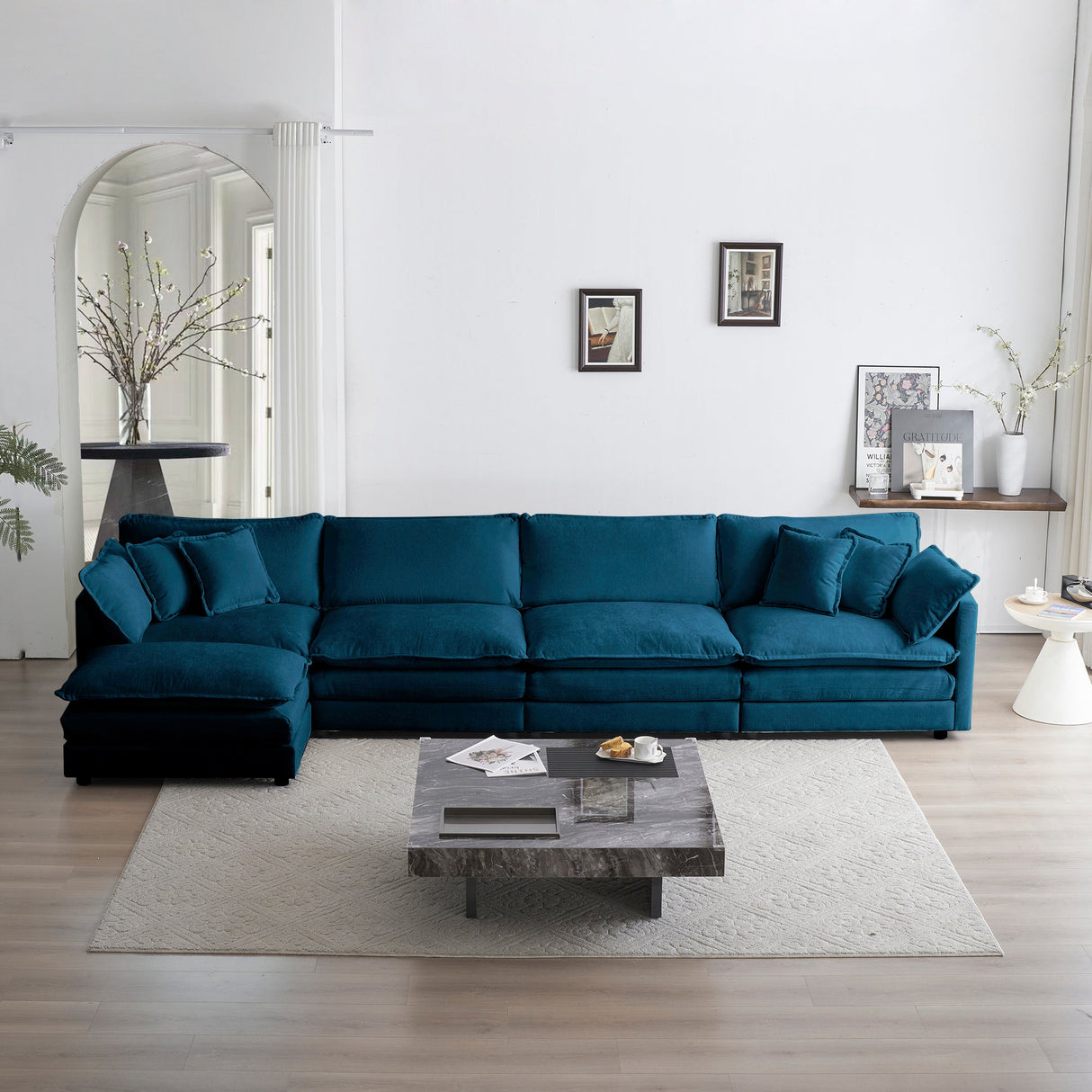 Modular Sectional Sofa for Living Room, U-Shaped 5 Seater with Ottoman