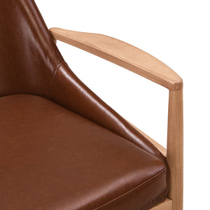 U-Can PU Leather Accent Chair Set of 2 Mid-Century Modern Armchair with Solid Wood Frame