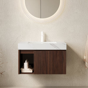 EIDEN 30" Bathroom Vanity & Sink, Floating Storage Cabinet, Carrara