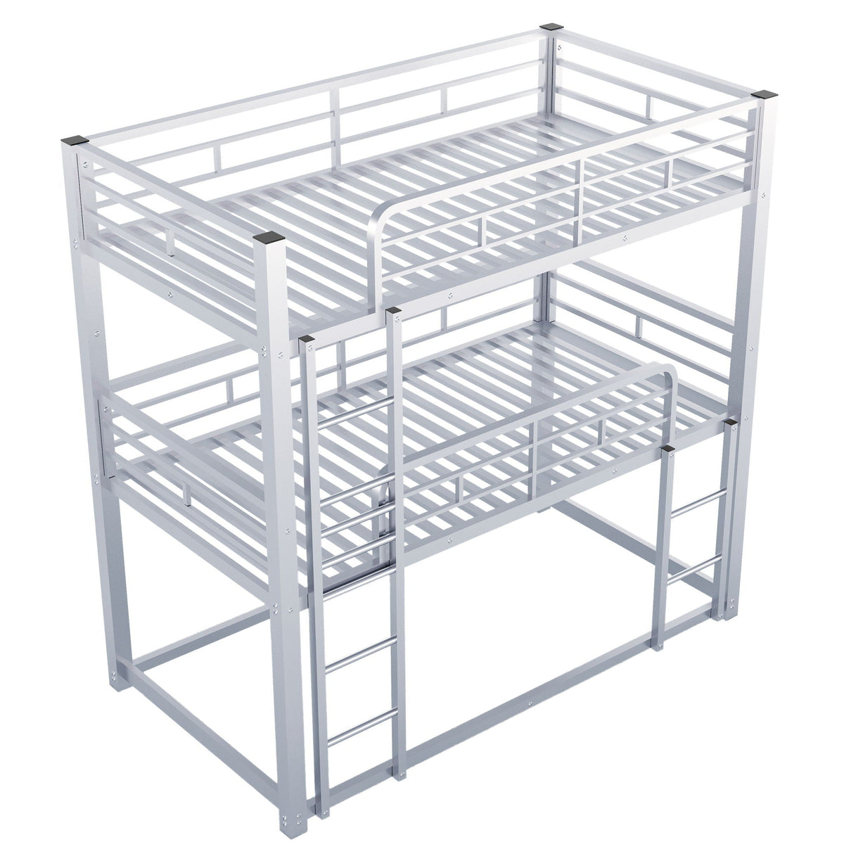 Triple Bunk Bed with Sturdy Metal Frame and Space-Saving Design - Black or Pearl Silver