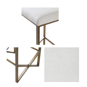 Backless Upholstered Counter Stool With Padded Seat - Ivory / Bronze