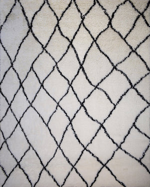 Contemporary Black And White Hand Woven Wool Area Rug