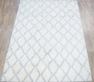 Ivory and Charcoal Modern Style Handmade Wool Area Rug