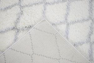 Ivory and Charcoal Modern Style Handmade Wool Area Rug