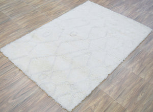 Ivory Modern Style Handmade Wool Area Rug
