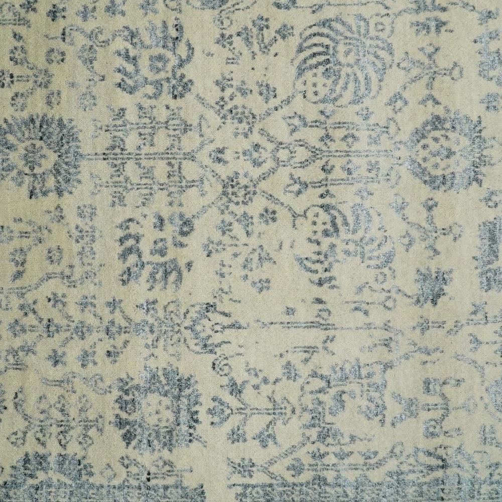 4x6 Fine Hand Knotted Beige and Gray Traditional Vintage Persian Style Antique Wool and Silk Rug | AGR14