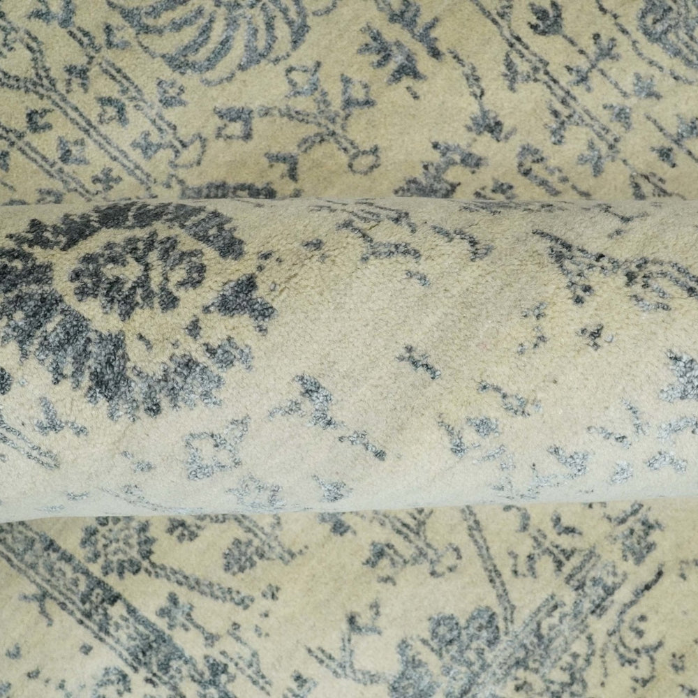 4x6 Fine Hand Knotted Beige and Gray Traditional Vintage Persian Style Antique Wool and Silk Rug | AGR14