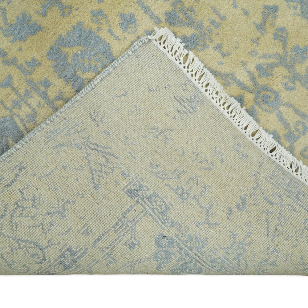 4x6 Fine Hand Knotted Gold and Silver Traditional Persian Style Antique Wool and Silk Rug